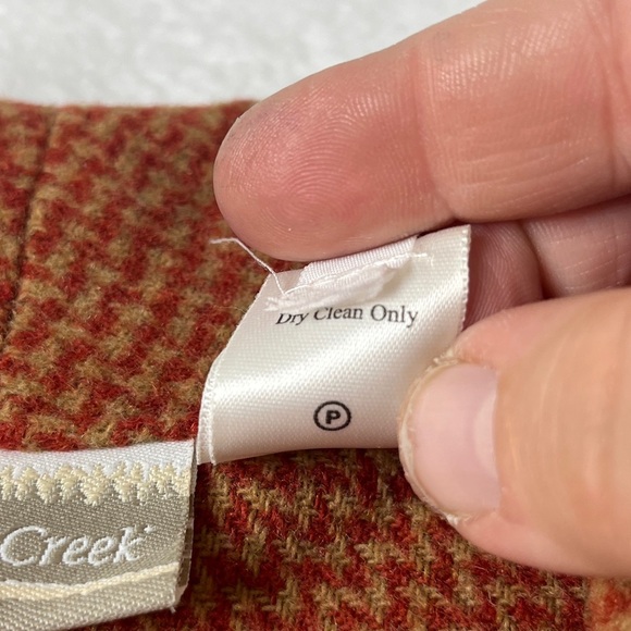 Vintage Coldwater Creek sz L Red Tan Houndstooth Made in USA Wool Blend Blazer - Picture 4 of 9